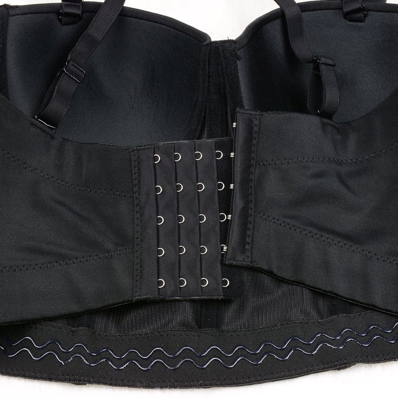 ELLACCI Women's Tassel Rhinestone Smooth Bustier Crop Top Corset Top Bra Black Medium - Image 5